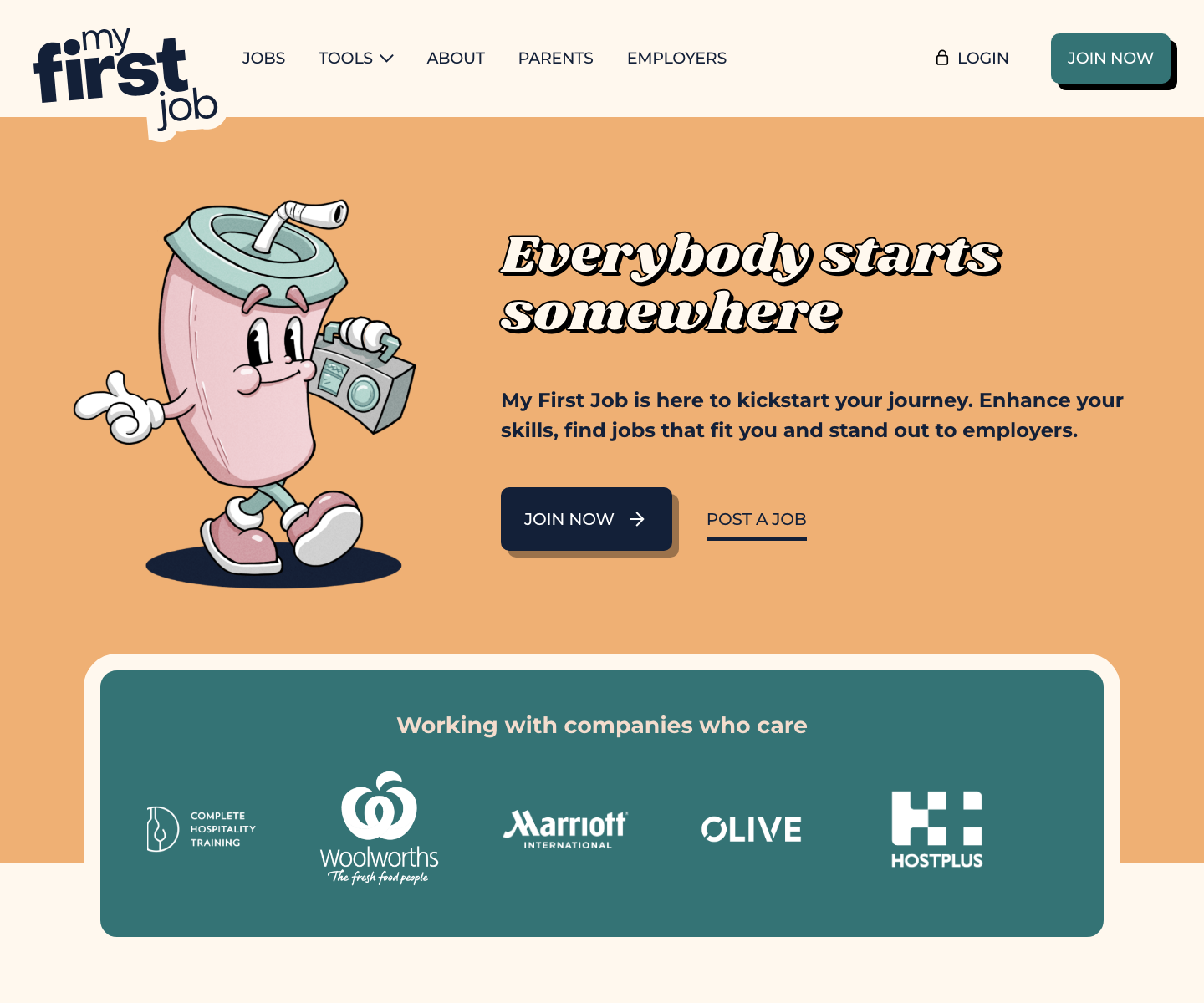 My First Job home page screenshot